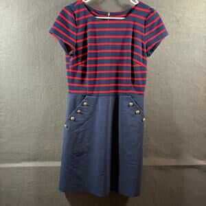 tommy hilfiger women nautical dress 10 stripe gold button navy coastal sailor